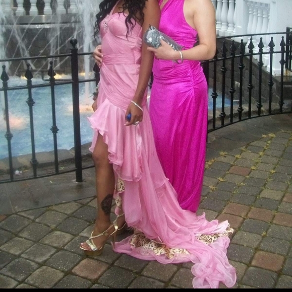 Dave & Johnny gown prom dress pink ruffles girly cheetah leopard animal print - Picture 17 of 17